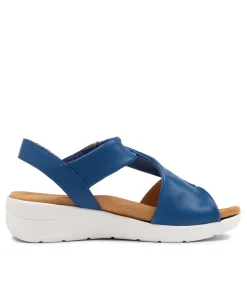 Nazly Xw Cobalt Leather Sandals