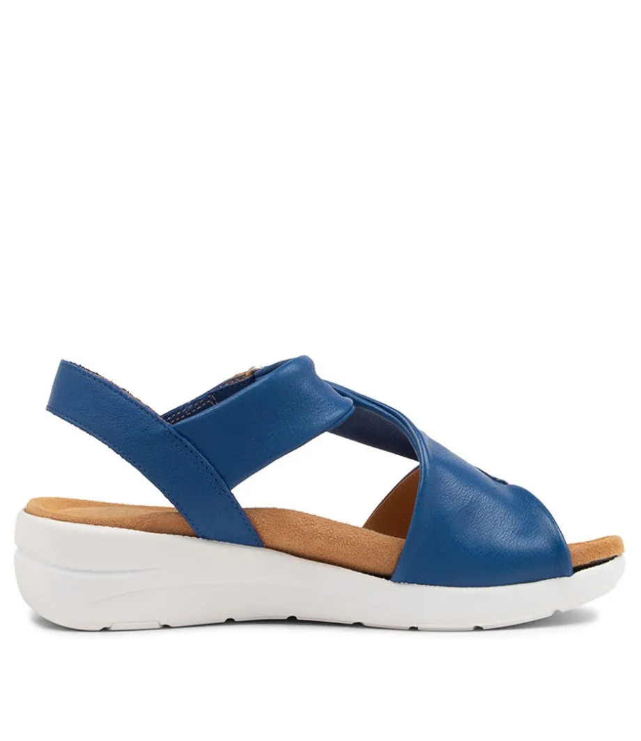 Nazly Xw Cobalt Leather Sandals