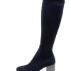 Nething Dj Navy Pewter Heel Stretch Microsuede