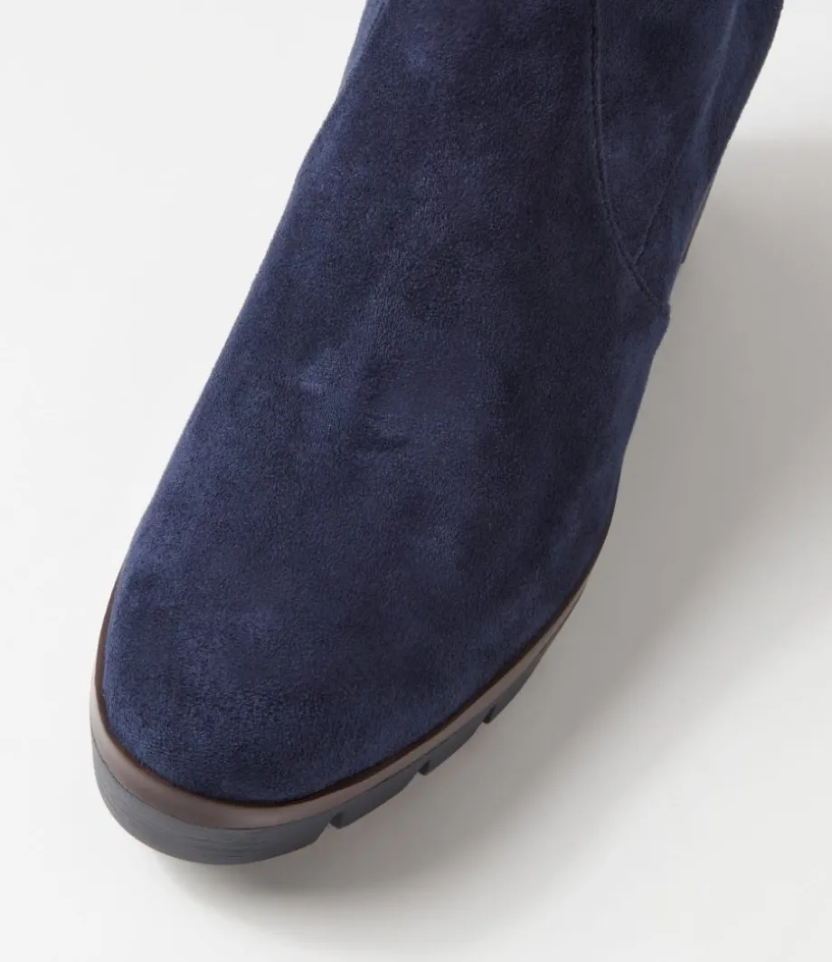 Nibal Navy Stretch Microsuede Ankle Boots