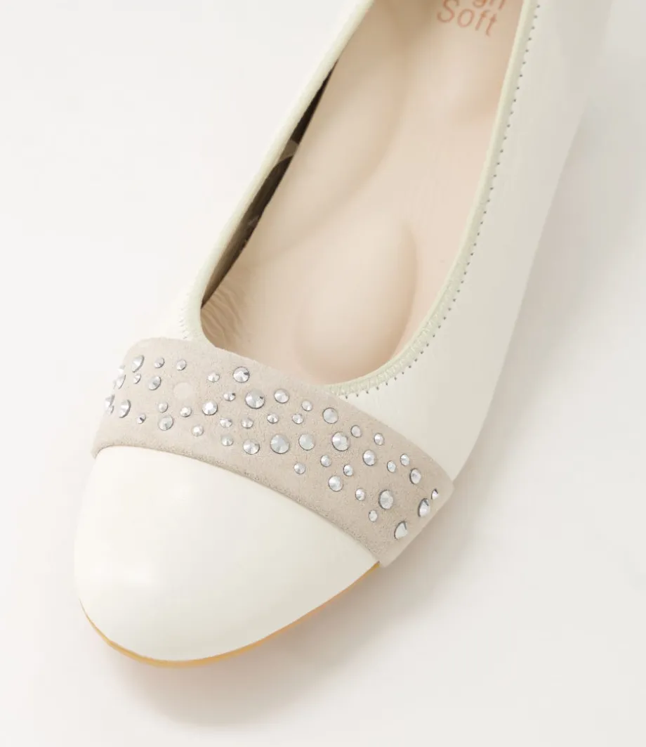 Nizza 13 Creme Shell Platinum Leather Heels