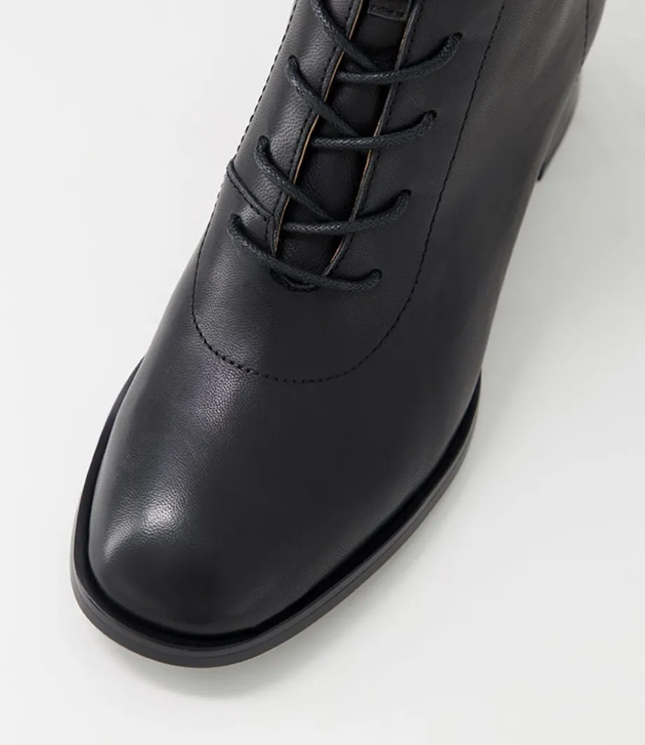 Nocal Black Leather Lace Up Boots