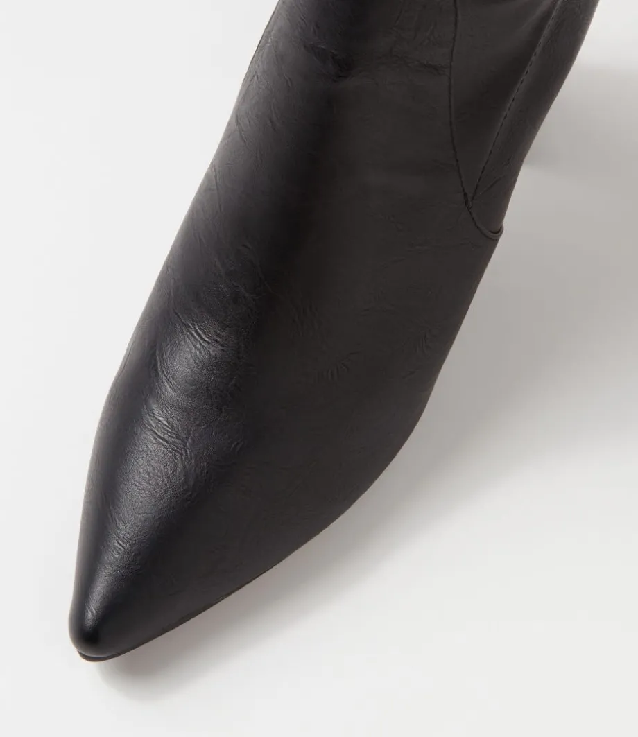 Norass Black Stretch Shrunken Knee High Boots
