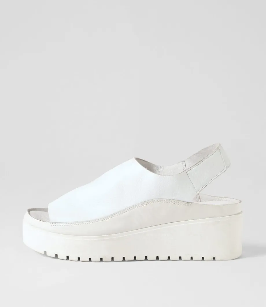 Ober White Leather Patent Sandals