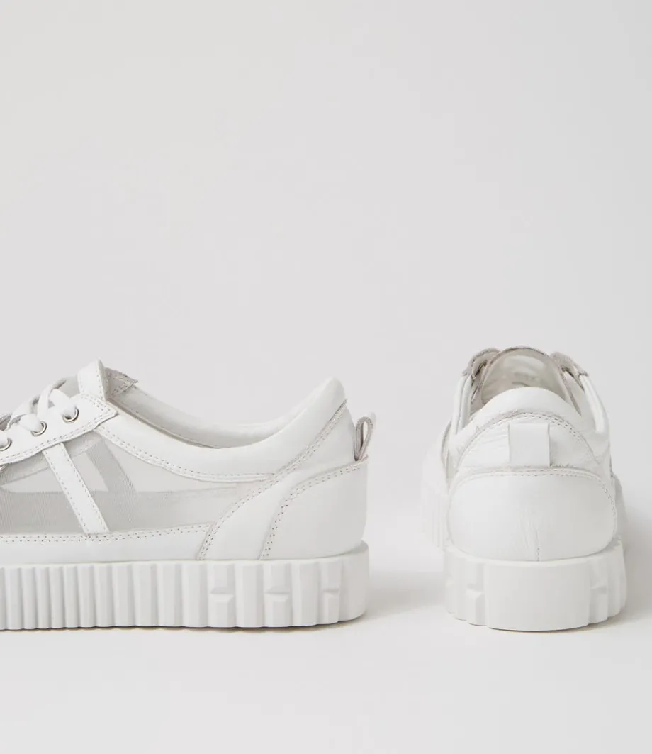 Obitta White Mesh Leather Sneakers