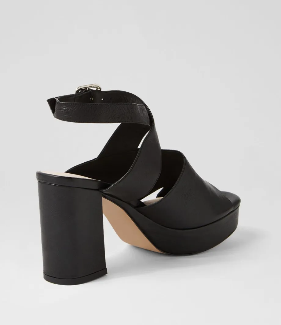 Ojulie Black Leather Sandals