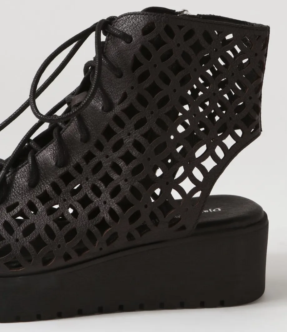 Olava Black Leather Sandals