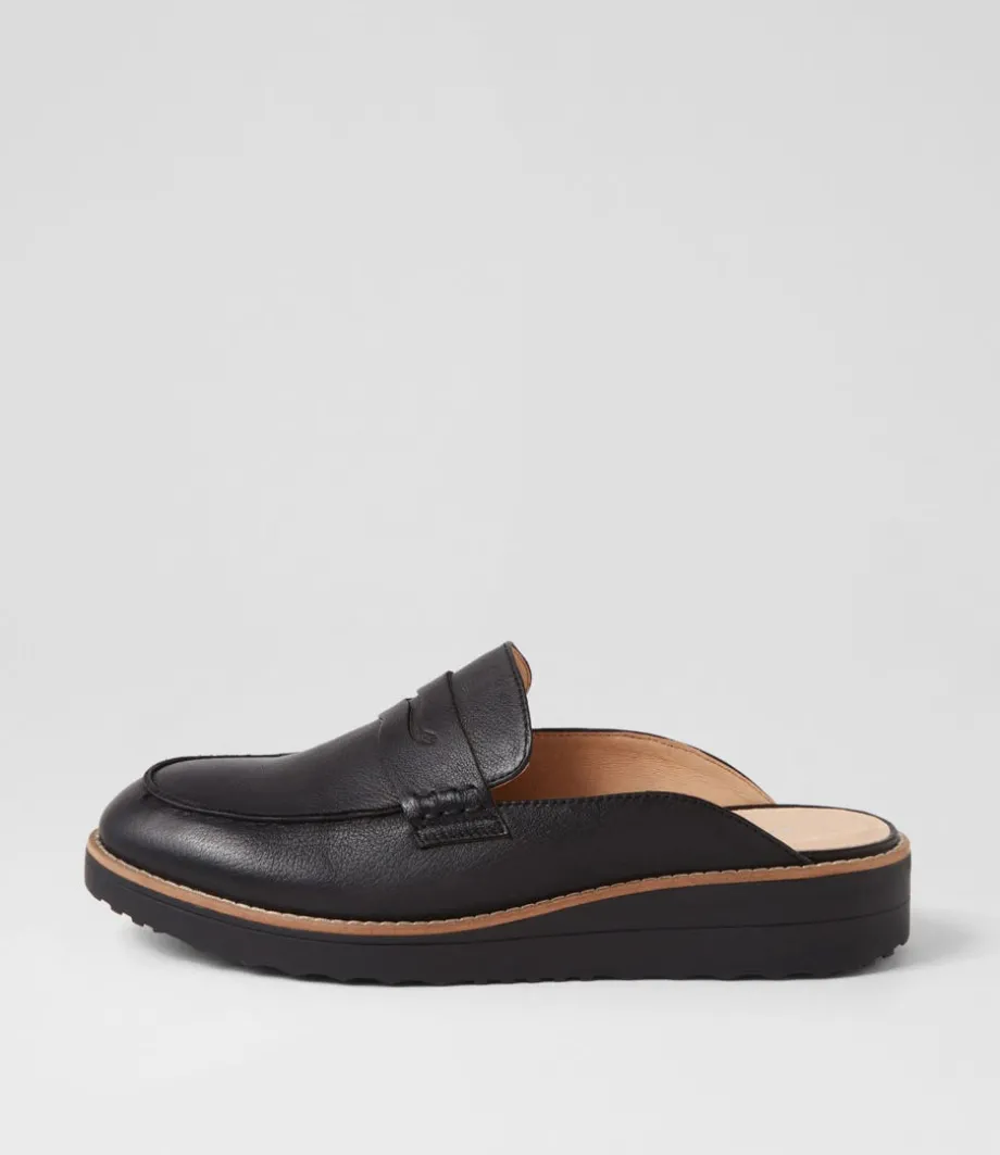 Olmm Black Leather Mules