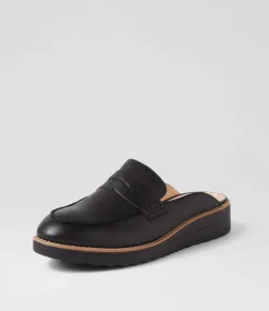 Olmm Black Leather Mules