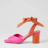 Pavoom Hot Pink Bright Orange Leather Sandals