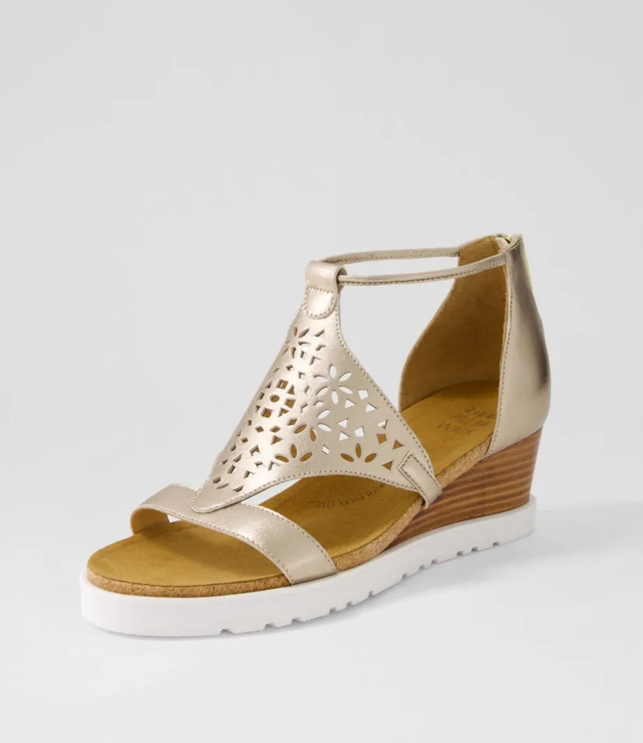 Pellie W Champagne Leather Sandals