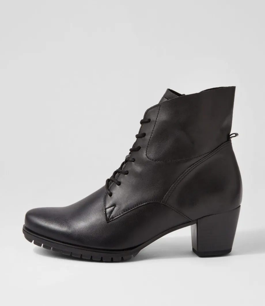 Petunia Schwarz Leather Lace Up Boots