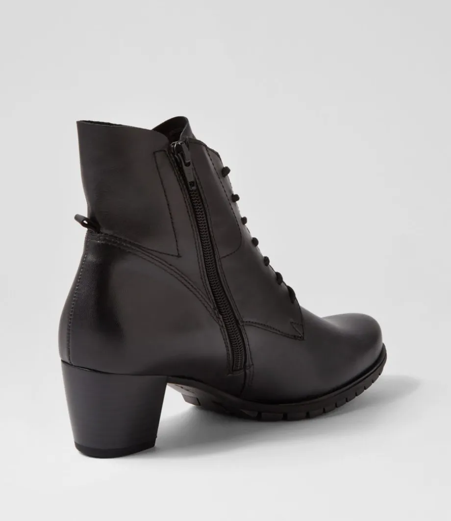 Petunia Schwarz Leather Lace Up Boots