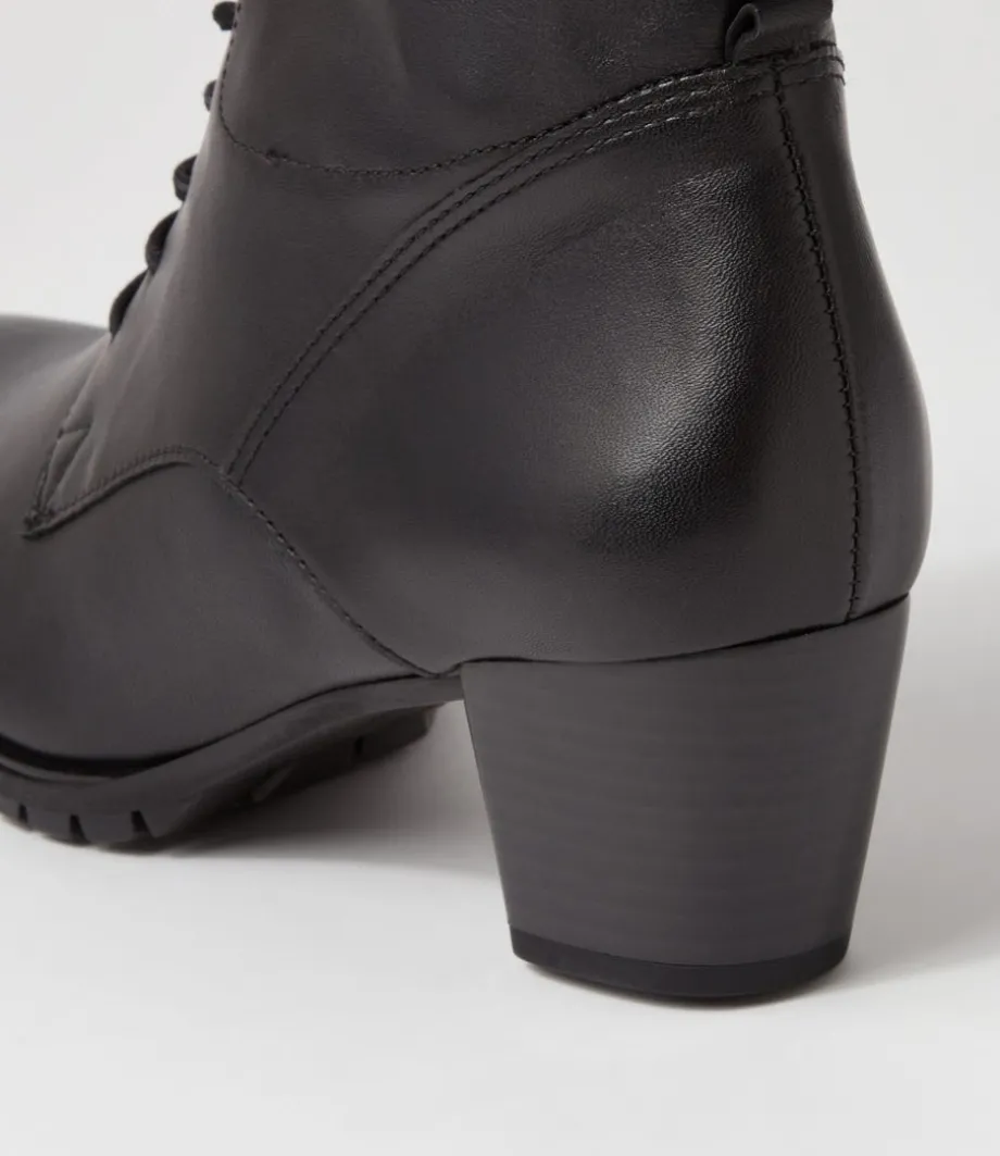 Petunia Schwarz Leather Lace Up Boots