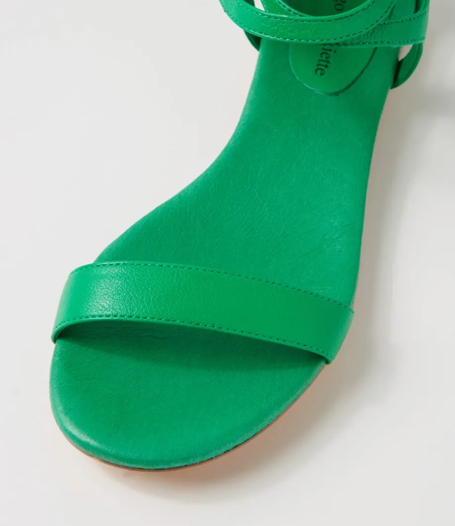 Please Bright Emerald Leather Sandals