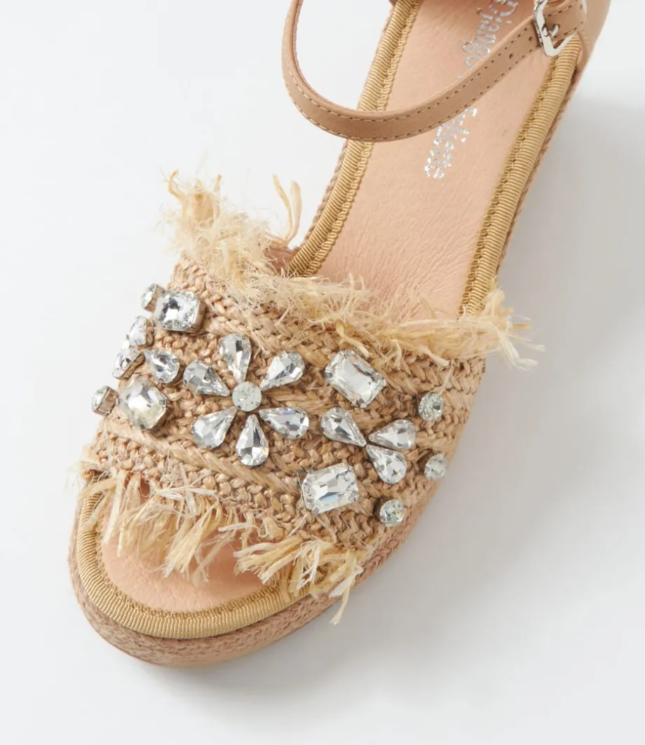 Purley Coffee Synthetic Raffia Leather Sandals