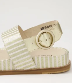 Quffle Milk Gold Stripe Leather Sandals