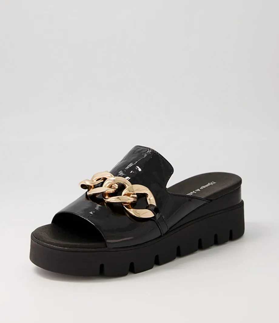 Rablise Black Patent Sole Slides
