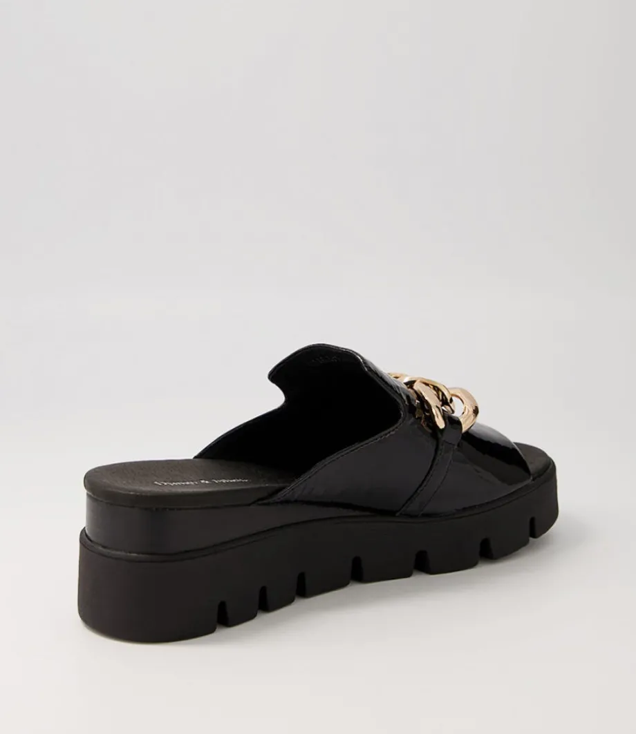 Rablise Black Patent Sole Slides