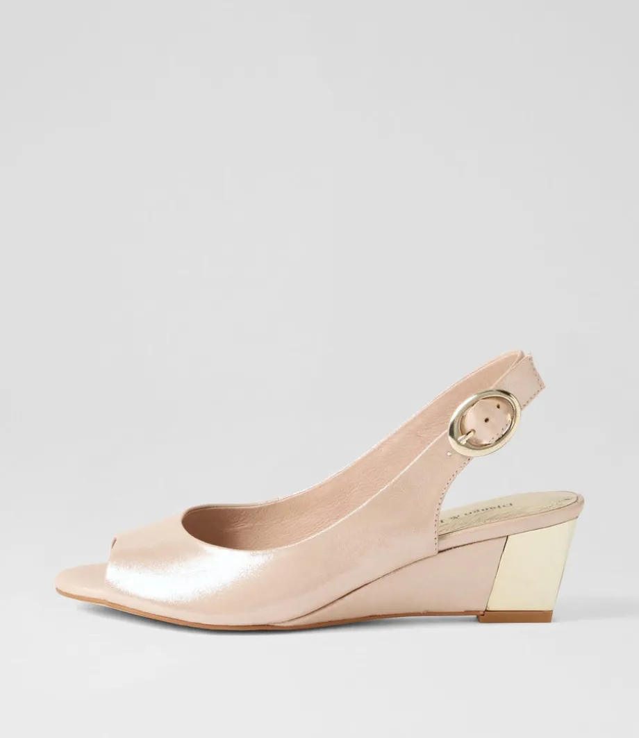 Raite Nude Shimmer Leather Sandals