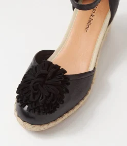 Rakim Black Leather Suede Wedges