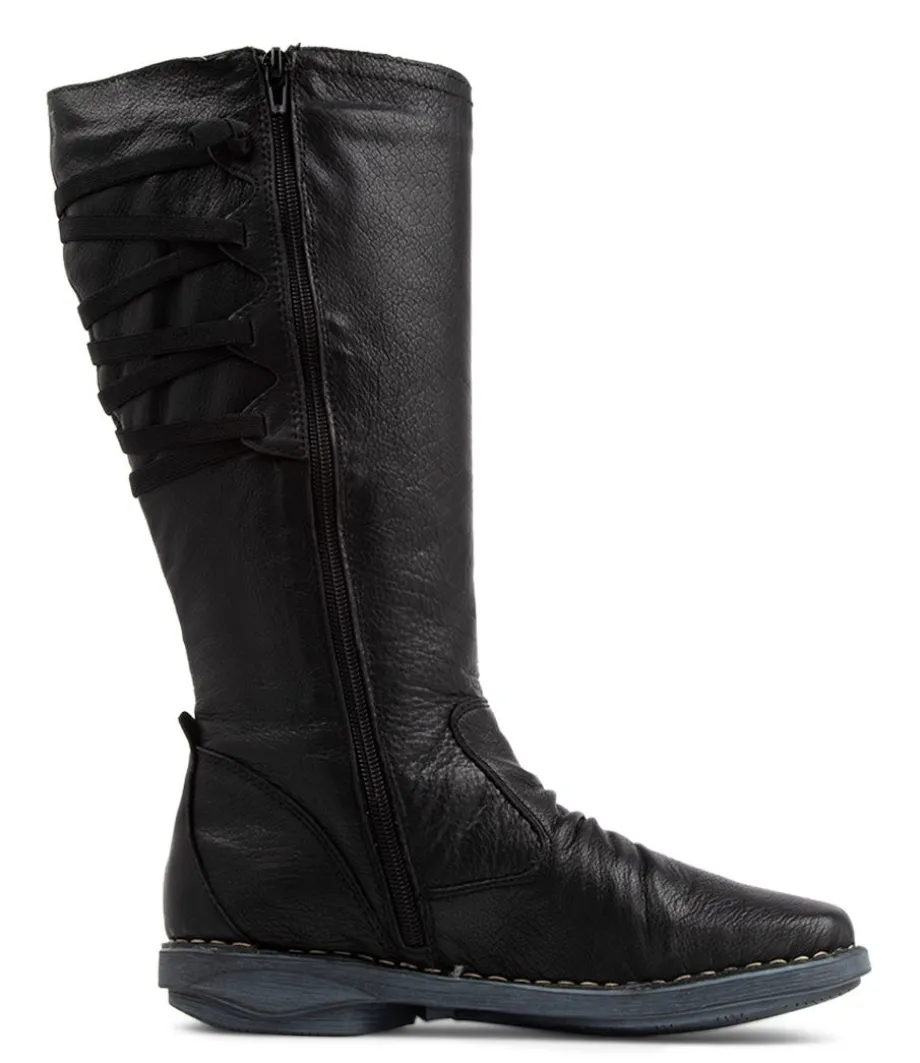 Reece Black Leather Knee High Boots