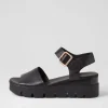 Reesen Black Leather Sandals