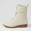 Regas Almond Natural Heel Leather Fur Ankle Boots