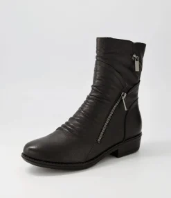Renu Black Leather Ankle Boots