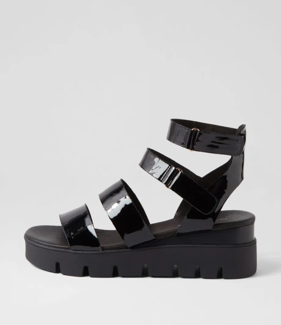 Rhean Black Patent Sandals