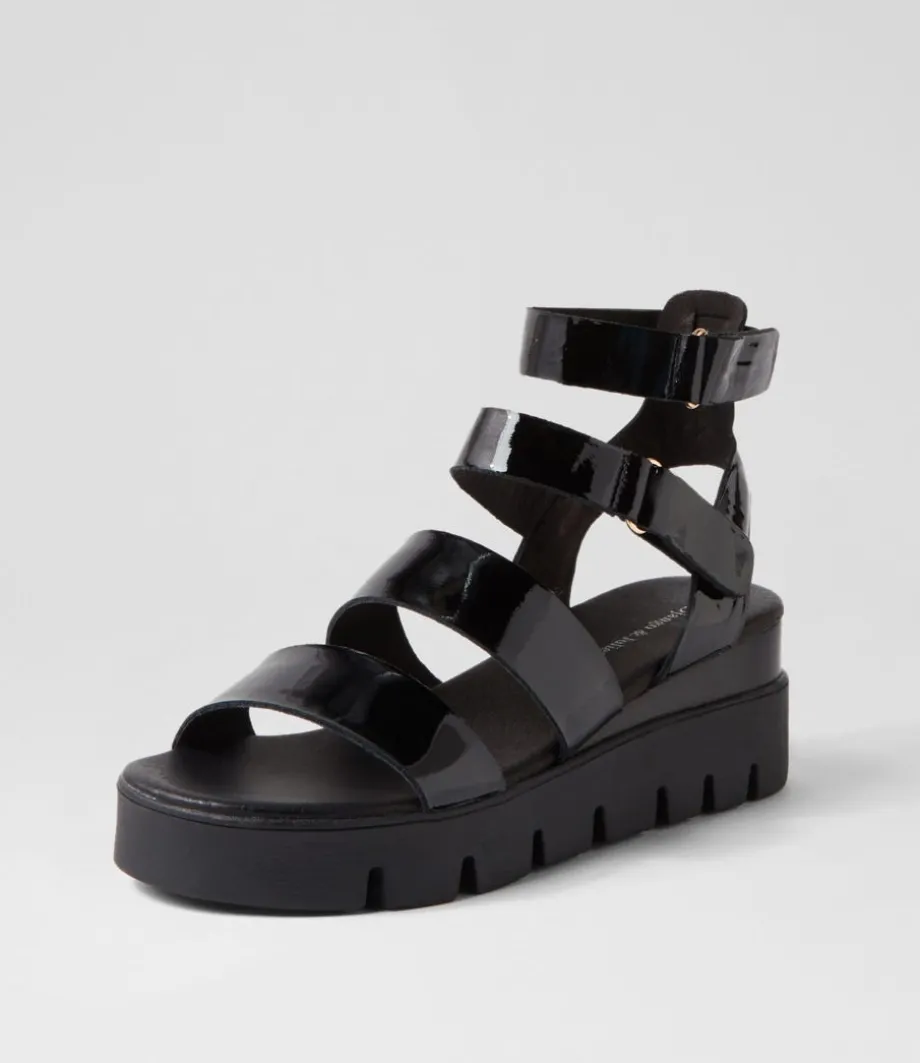 Rhean Black Patent Sandals