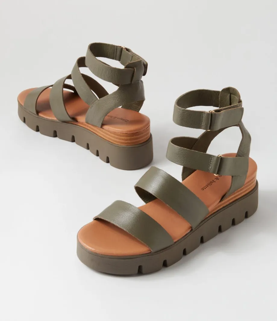 Rhean Olive Leather Sandals