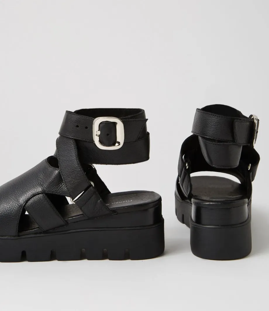 Rimini Black Leather Sandals