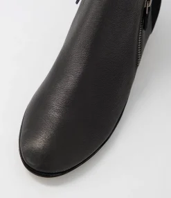 Ronele Black Leather Suede Ankle Boots