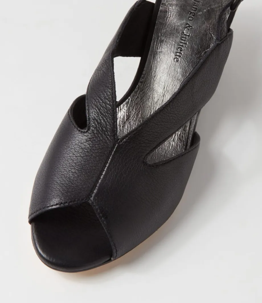 Ronney Black Leather Sandals