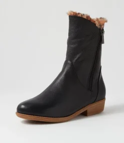 Rudo Black Leopard Fur Tumble Nubuck Calf Boots