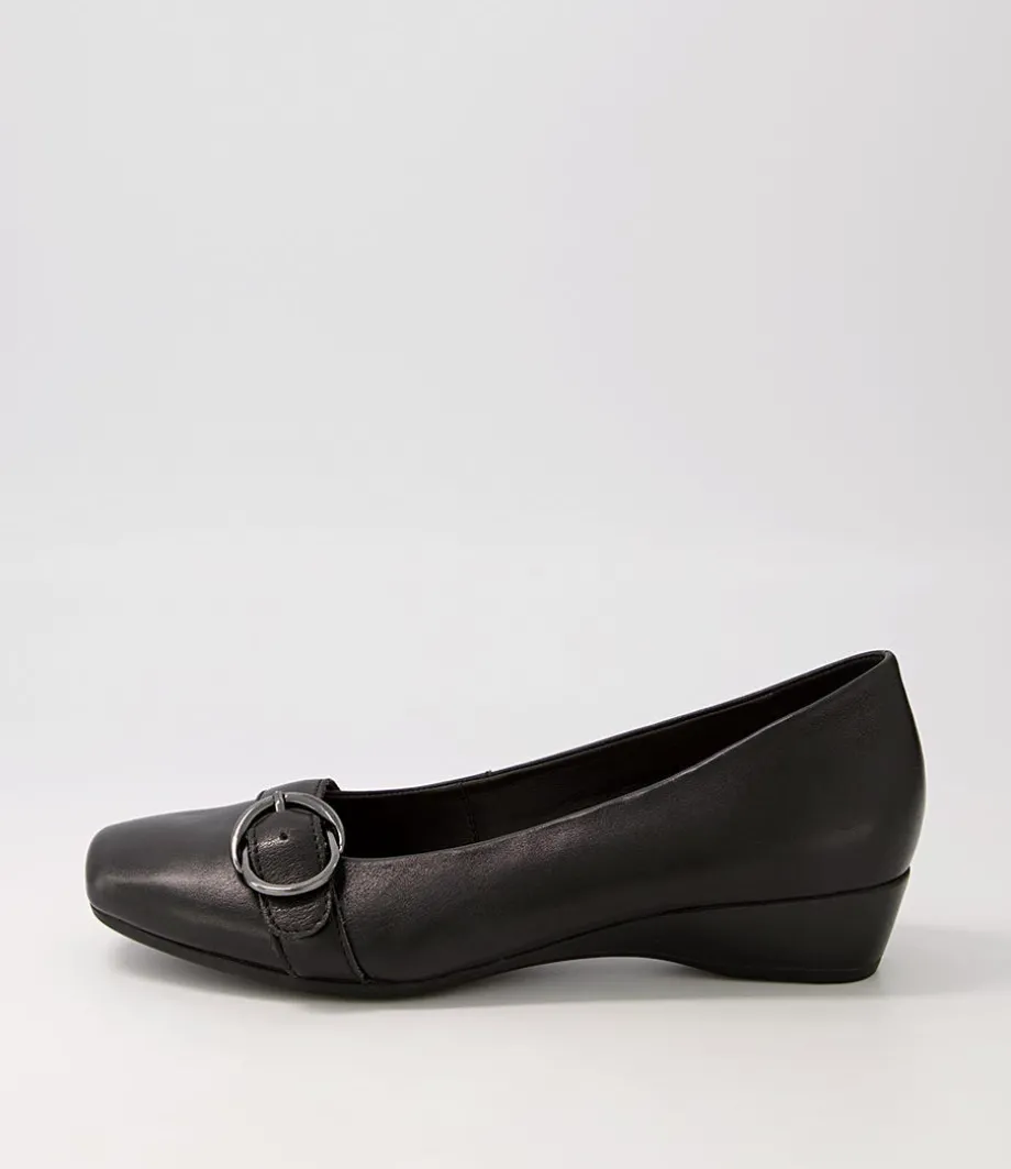 Ryan Black Leather Heels