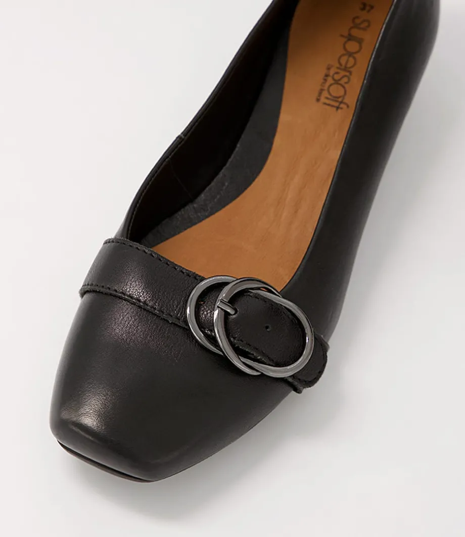 Ryan Black Leather Heels