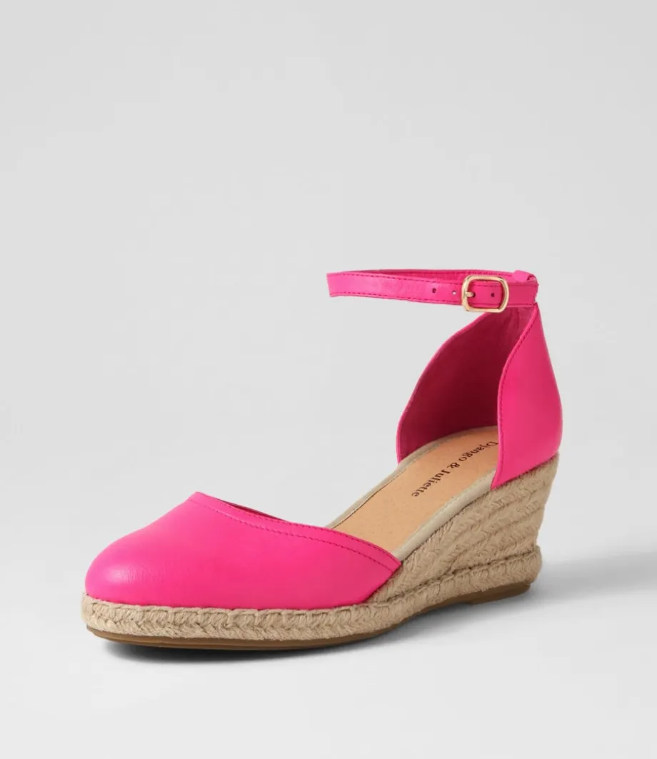 Rylen Hot Pink Natural Rope Leather Wedges