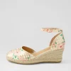 Rylen Rose Gold Pink Line Cut Leather Wedges