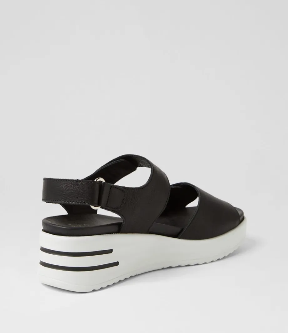 Sadias Xw Black White Leather Sandals
