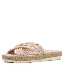 Saffad Peach Syn Raffia Espadrilles