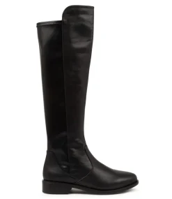 Sallies Xf Black Stretch Leather Knee High Boots