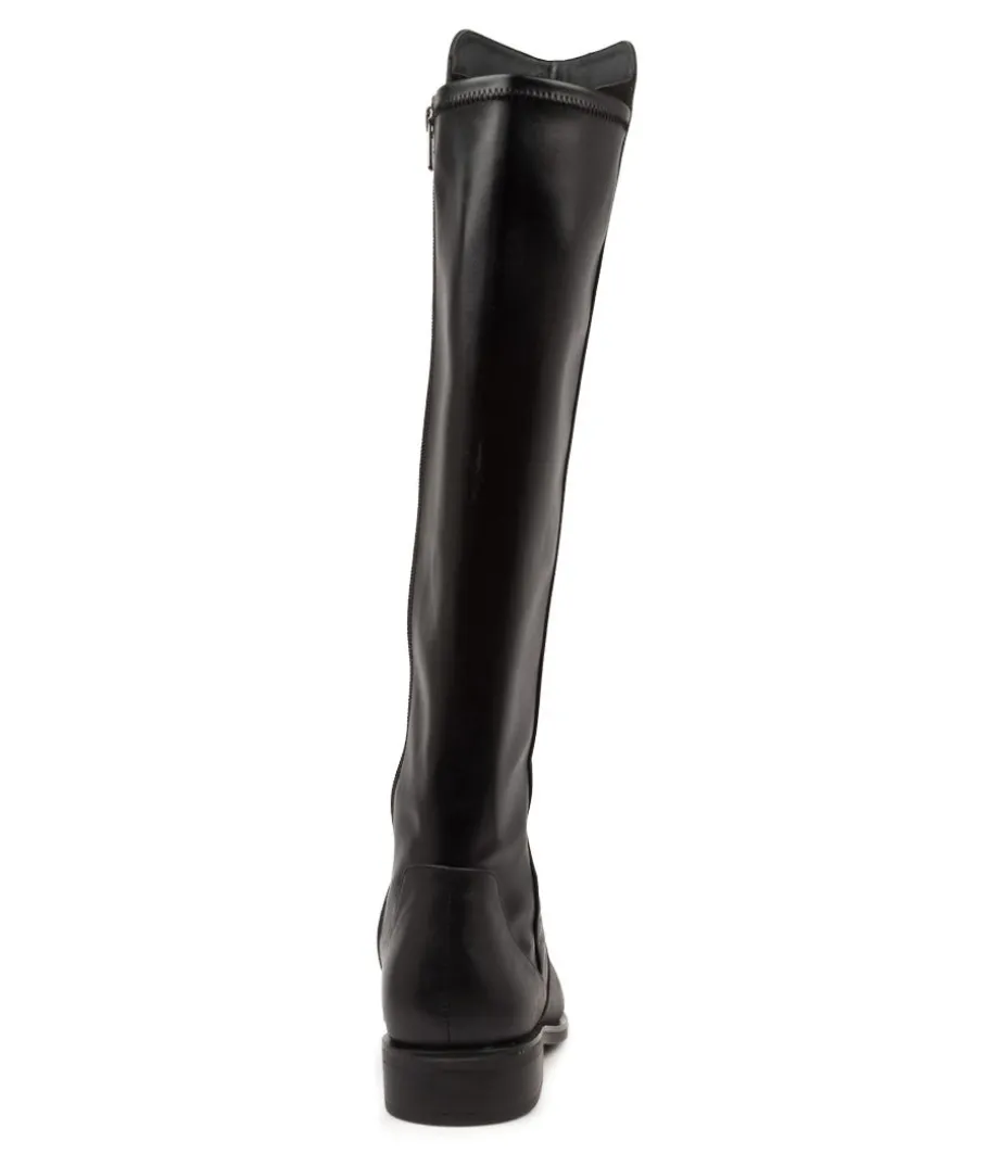 Sallies Xf Black Stretch Leather Knee High Boots
