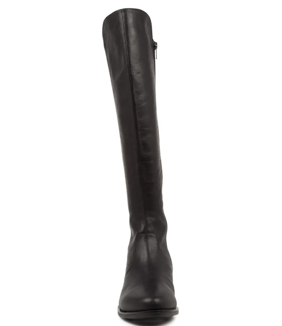 Sallies Xf Black Stretch Leather Knee High Boots
