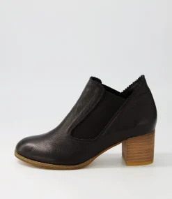 Salman Black Natural Heel Leather Ankle Boots
