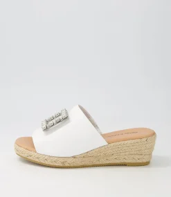 Samella White Natural Rope Leather Sandals
