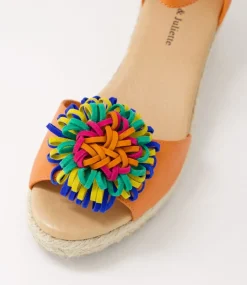 Savea Bright Orange Leather Suede Espadrilles