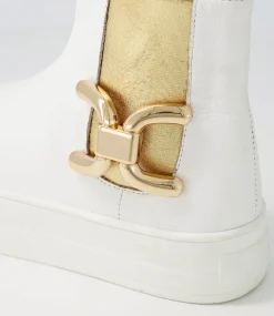 Scotial White Gold Leather Chelsea Boots