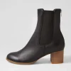 Sebasy Black Natural Heel Leather Chelsea Boots